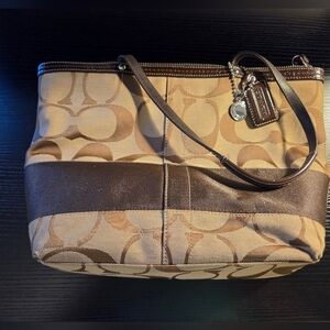 Coach Tan and Brown Signature Tote